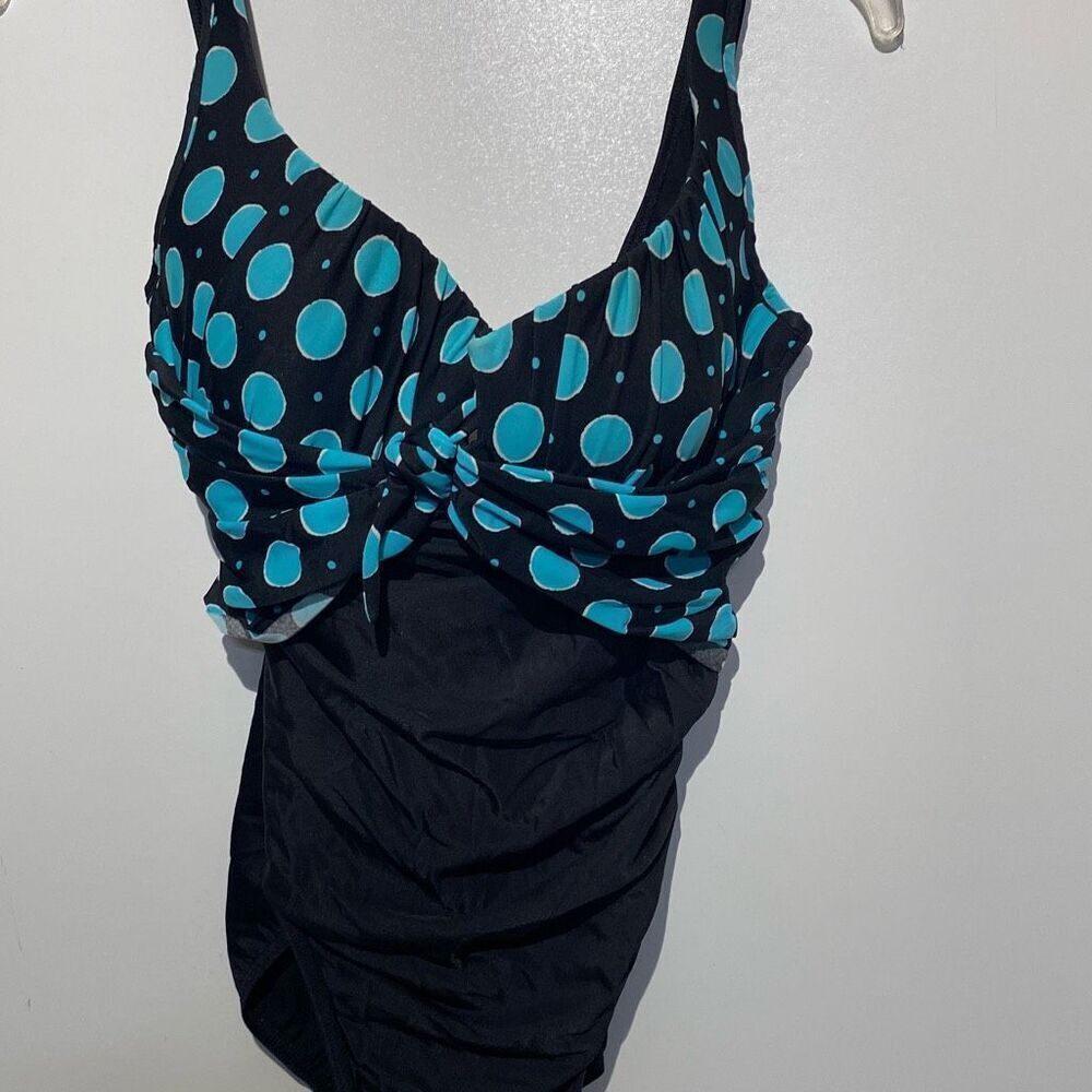 Miraclesuit Women's Black Blue Sandra D Power Balls One Piece Swimsuit Large